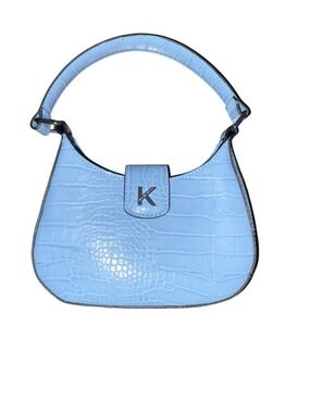 Kendall & Kylie Light Blue Croc Embossed Shoulder Bag